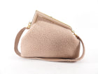 Fendi First Medium Light Beige Shearling Teddy Frame Bag