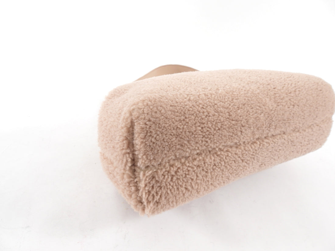 Fendi First Medium Light Beige Shearling Teddy Frame Bag