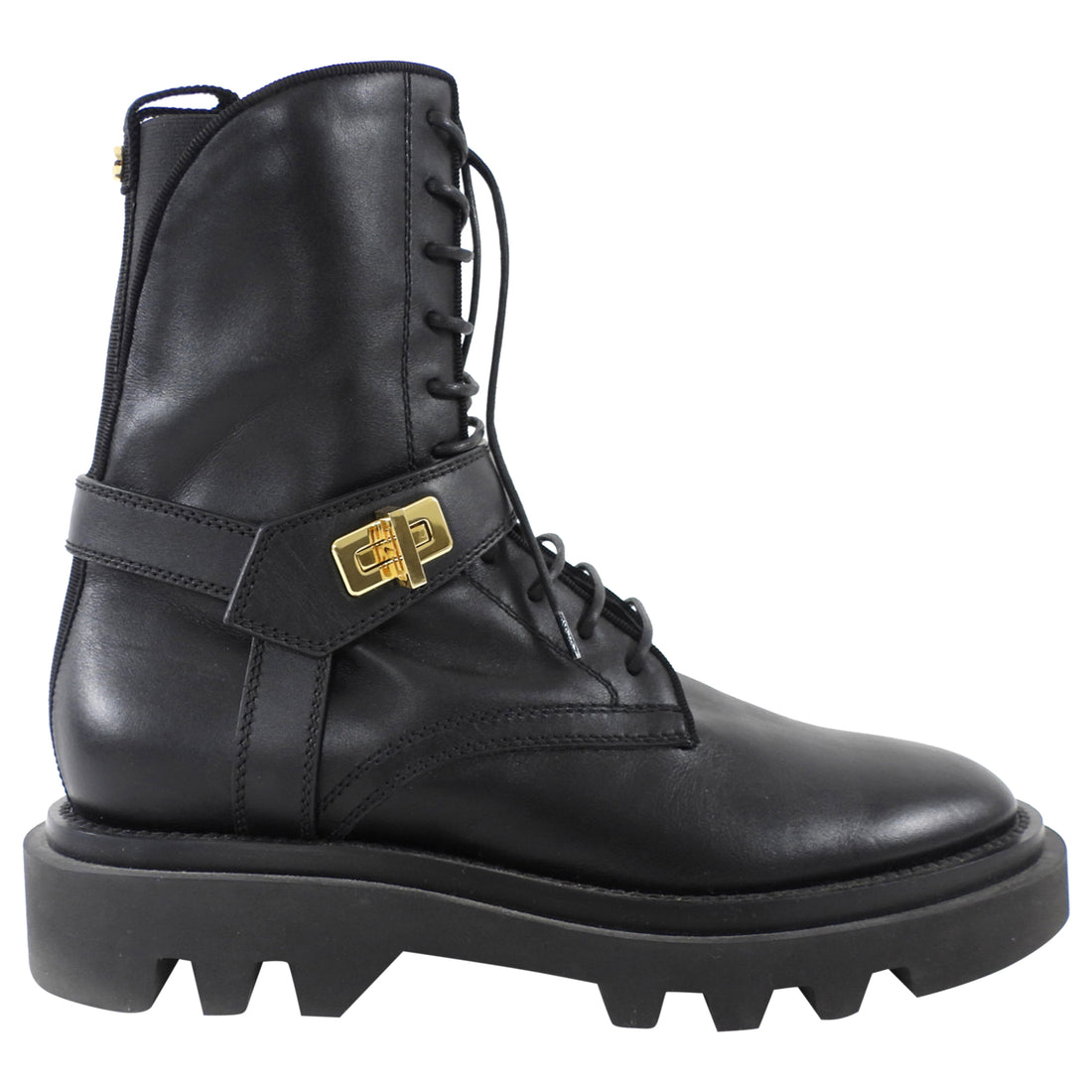 Givenchy Black Leather 4G Eden Combat Boot - 38