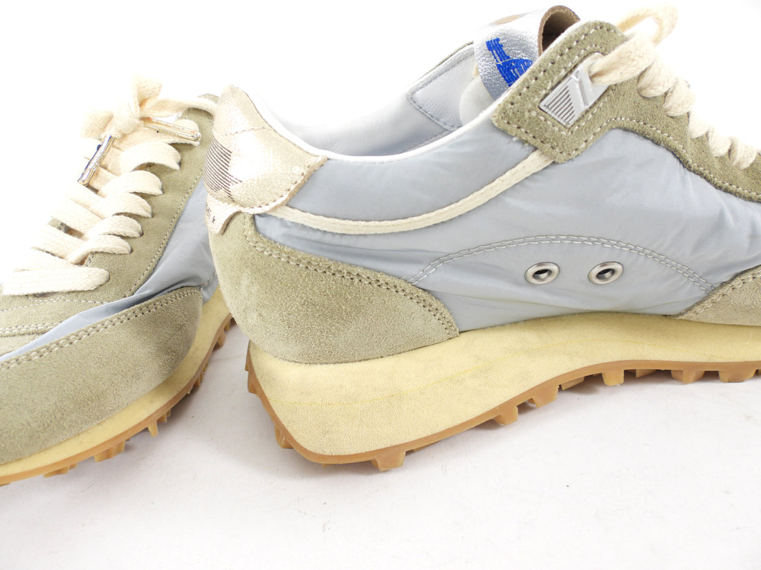 Golden Goose Running Marathon Light Blue Nylon and Suede Sneakers - 7