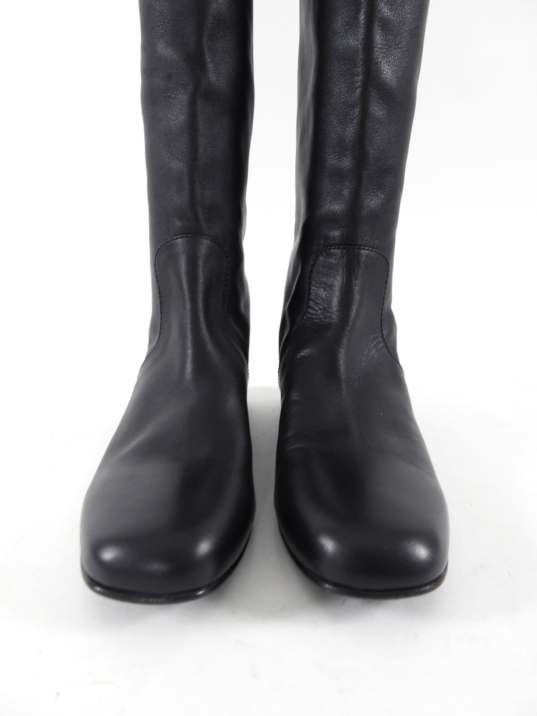 Gucci Black Leather Tall Boots with Bamboo Heel - 40