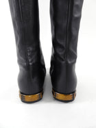 Gucci Black Leather Tall Boots with Bamboo Heel - 40