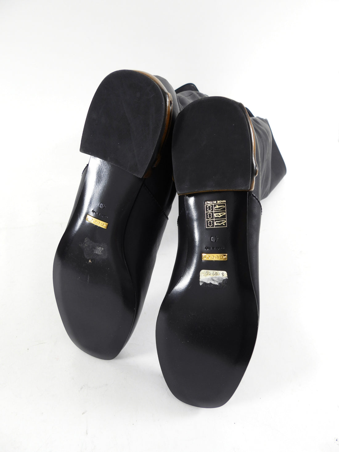 Gucci Black Leather Tall Boots with Bamboo Heel - 40