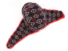 Gucci Navy Brown Pattern Knit Wool Hunting Hat With Red Shearling