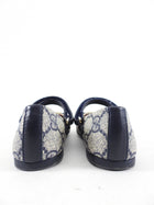 Gucci Navy Monogram Canvas Web Heart Ballerina Flats - Infant