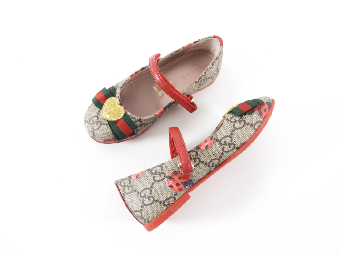 Gucci Kids Monogram Supreme Ladybug Heart Shoes - 25 / 8.5