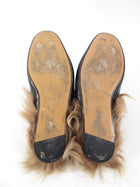 Gucci Black Leather Horsebit Princetown Fur Slippers Slides - 40 / USA 10