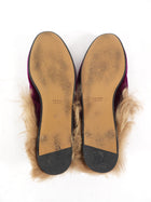 Gucci Magenta Purple Velvet Princetown Slippers Fur Lined - 37