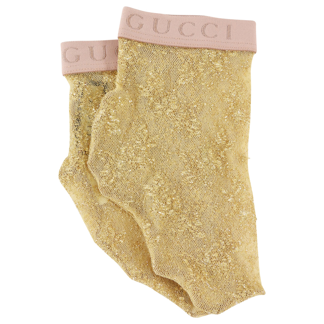 Gucci Gold Metallic Lace Ankle Socks - S