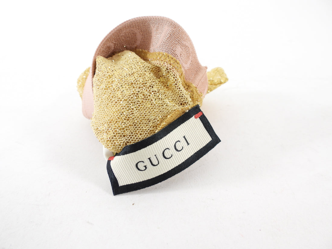 Gucci Gold Metallic Lace Ankle Socks - S