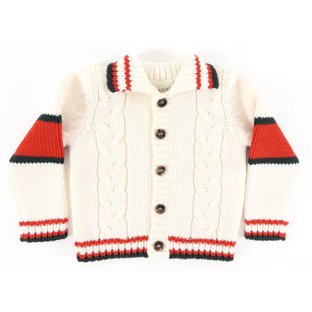 Gucci Baby Ivory Red Green Wool Sweater - 9/12 M