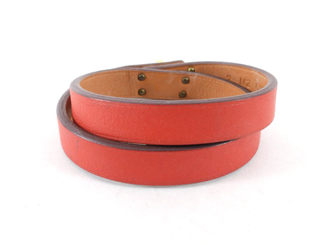 Hermes Red Leather Mini Kelly Double Tour Bracelet - T1 / Small