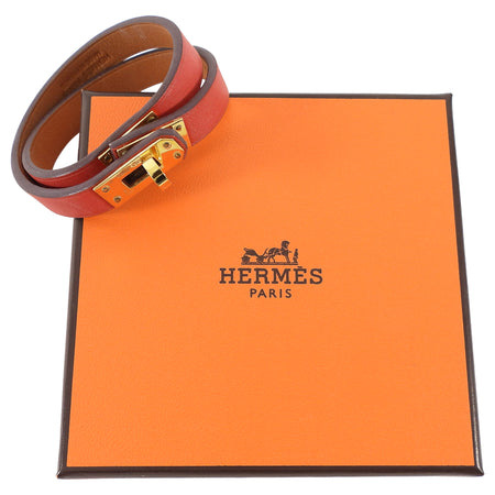 Hermes Red Leather Mini Kelly Double Tour Bracelet - T1 / Small