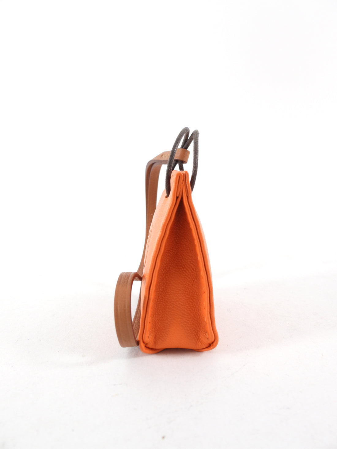 Hermes Milo Orange Lambskin and Gold Swift Shopping Bag Charm