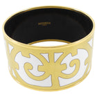 Hermes Balcons du Guadalquivir White Gold Enamel Extra Wide Bangle Bracelet