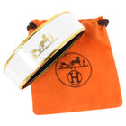 Hermes White and Gold Caleche Enamel Bangle