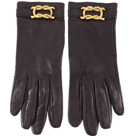 Hermes Dark Chocolate Brown Leather Gloves - 7 / 6.5