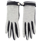 Hermes Black Leather and Grey Cashmere Clou de Selle Gloves - 6.5 / XS