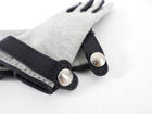 Hermes Black Leather and Grey Cashmere Clou de Selle Gloves - 6.5 / XS