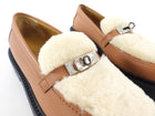 Hermes Tan Icone Shearling Kelly Loafer Shoes - 37