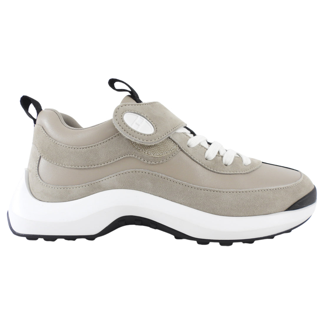 Hermes Grey Leather Loop Sneakers - 37