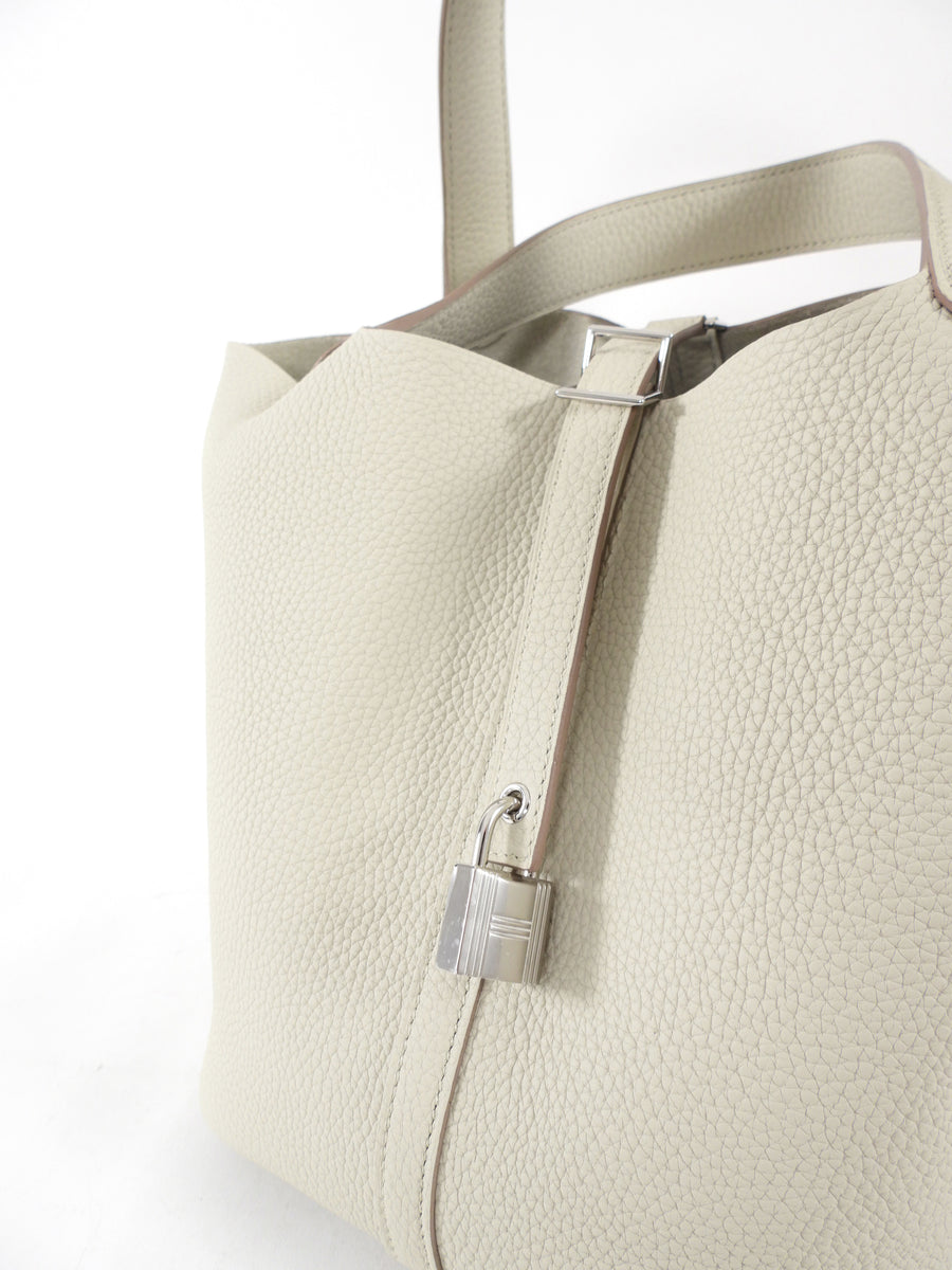 Hermes Picotin Lock 22 Bag in Clemence Beton Leather PHW