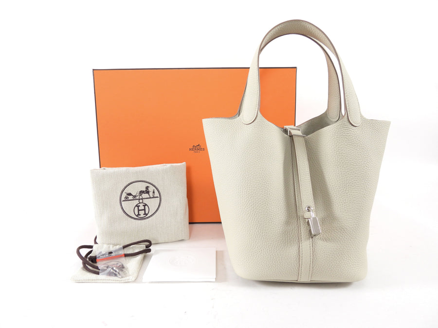Hermes Picotin Lock 22 Bag in Clemence Beton Leather PHW
