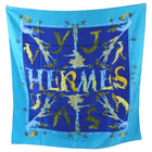 Hermes Alphabet 3 Blue Silk 90cm Scarf