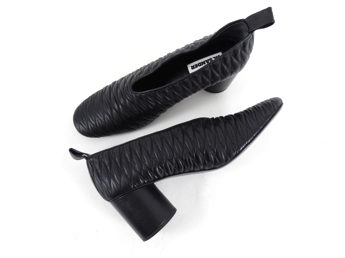 Jil Sander Black Quilted Block Heel Pumps - 40