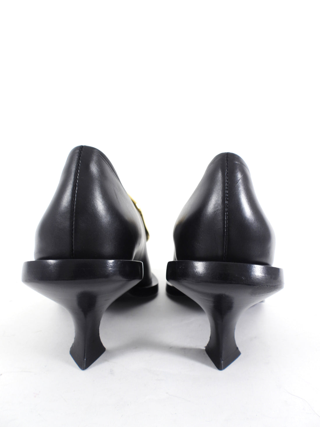 Jil Sander Black Leather Pumps with Gold Buckle - 41