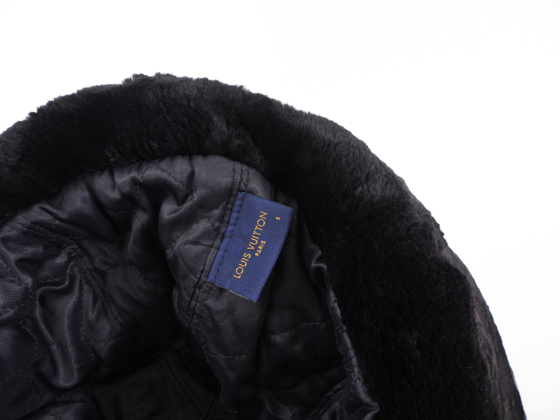 Louis Vuitton Black and White 1854 Brocade Beaver Fur Trim Trapper Hat - S