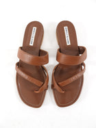 Manolo Blahnik Brown Leather Susacru Flat Thong Sandal - 37