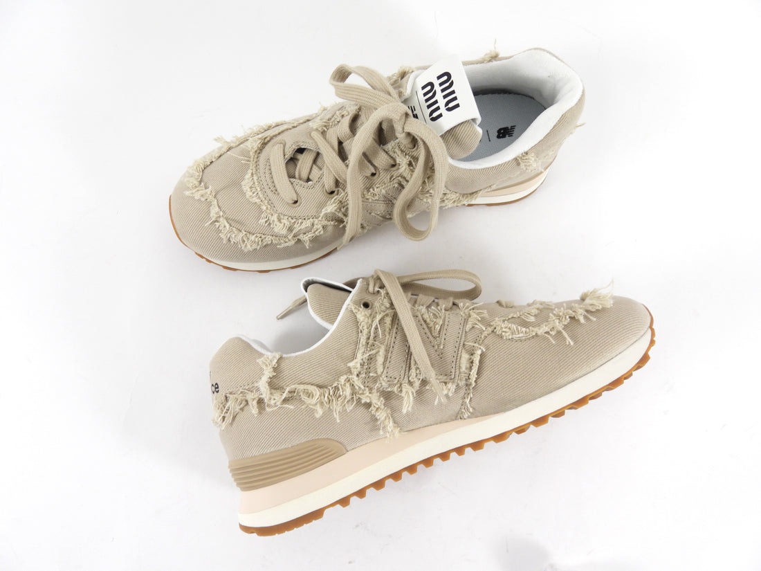 Miu Miu x New Balance Beige Frayed 574 Sneakers - 39.5