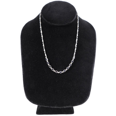 18k White Gold and Blue Sapphire Link Necklace