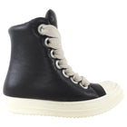 Rick Owens SS26 Black/Milk Leather Jumbolace Sneakers - 36