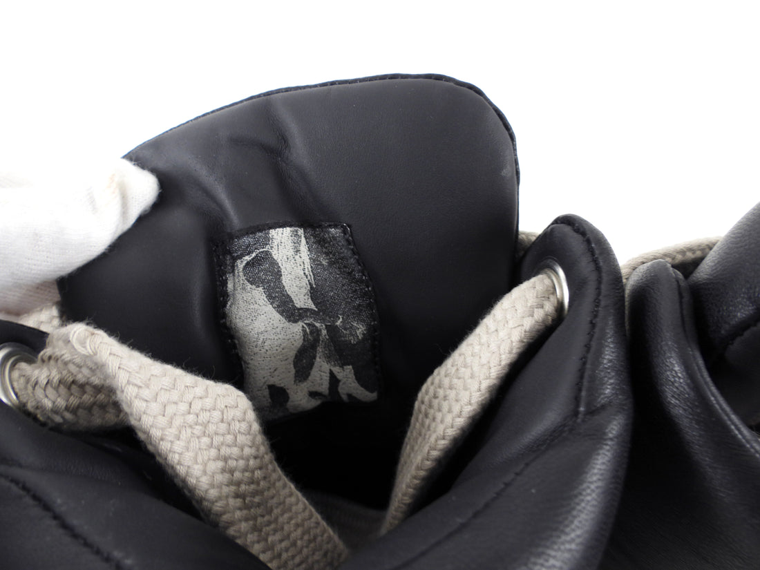 Rick Owens SS26 Black/Milk Leather Jumbolace Sneakers - 36
