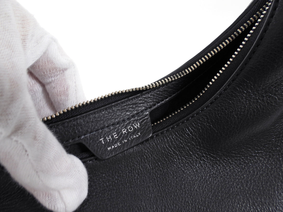 The Row Black Leather Small Everyday Shoulder Bag