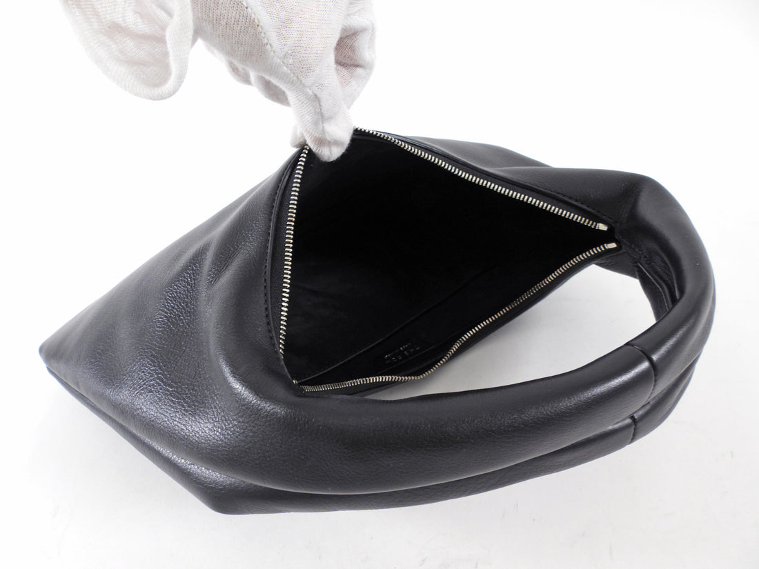 The Row Black Leather Small Everyday Shoulder Bag