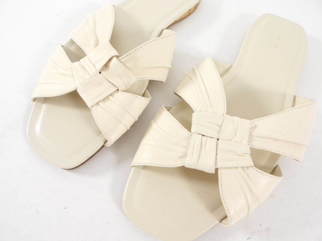 The Row Ivory Soft Knot Flat Sandals - 37