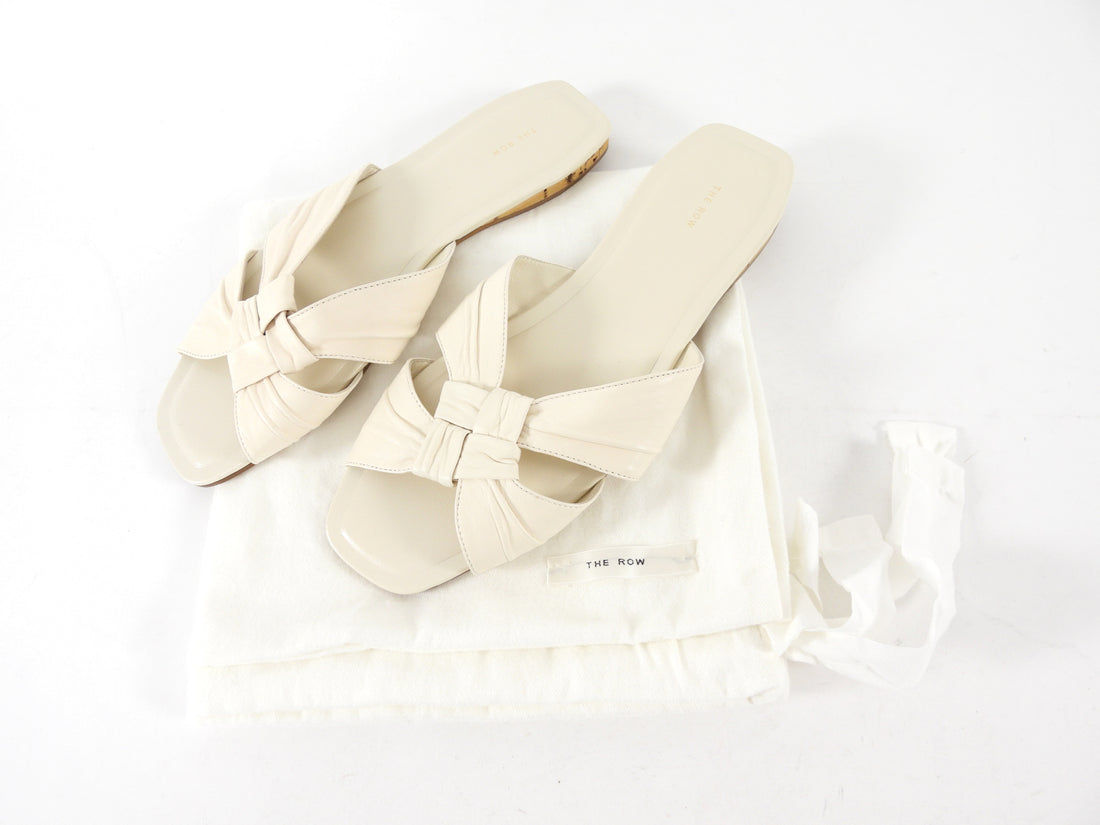 The Row Ivory Soft Knot Flat Sandals - 37