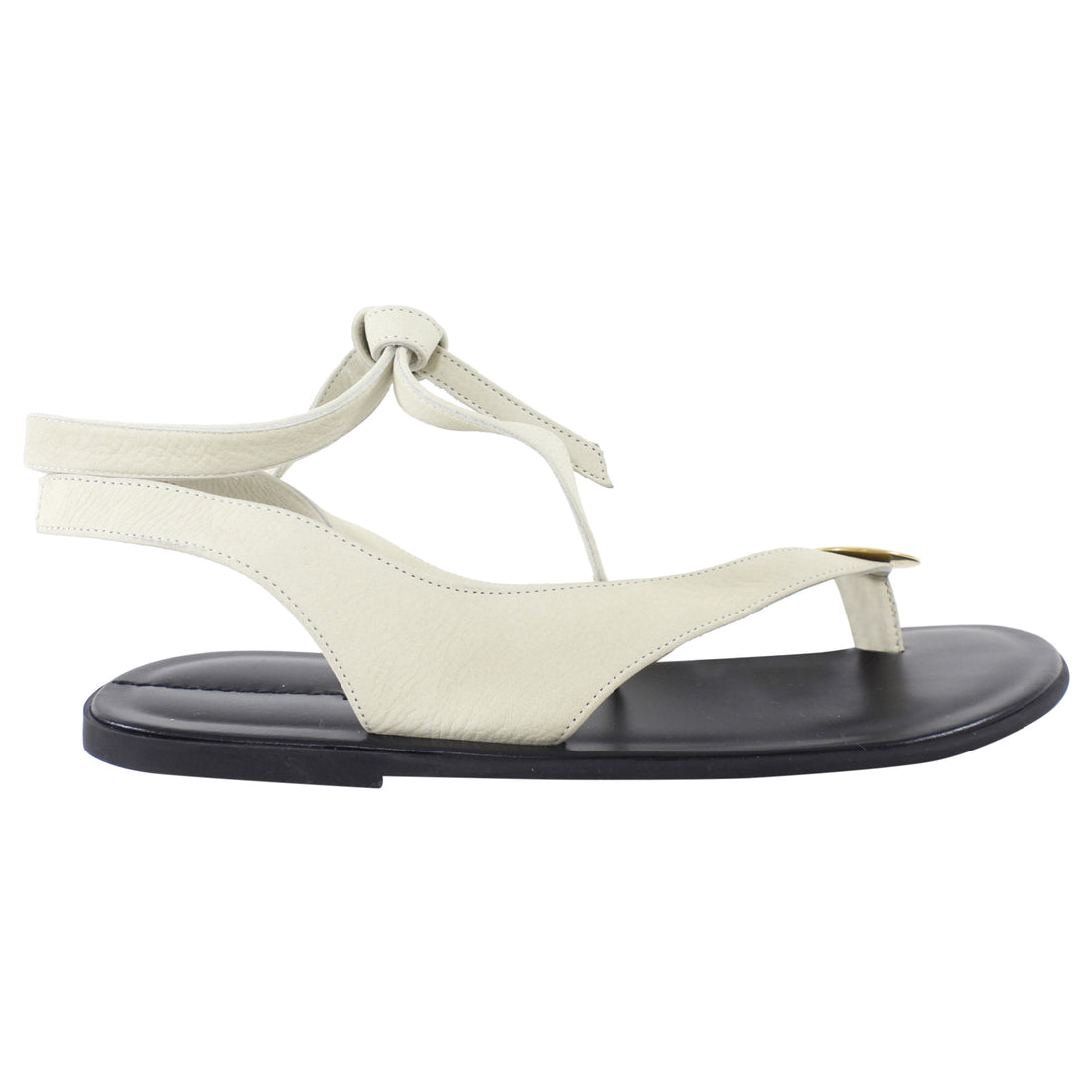 The Row Ecru Suede Charm Beach Flat Tie Sandals - 36.5