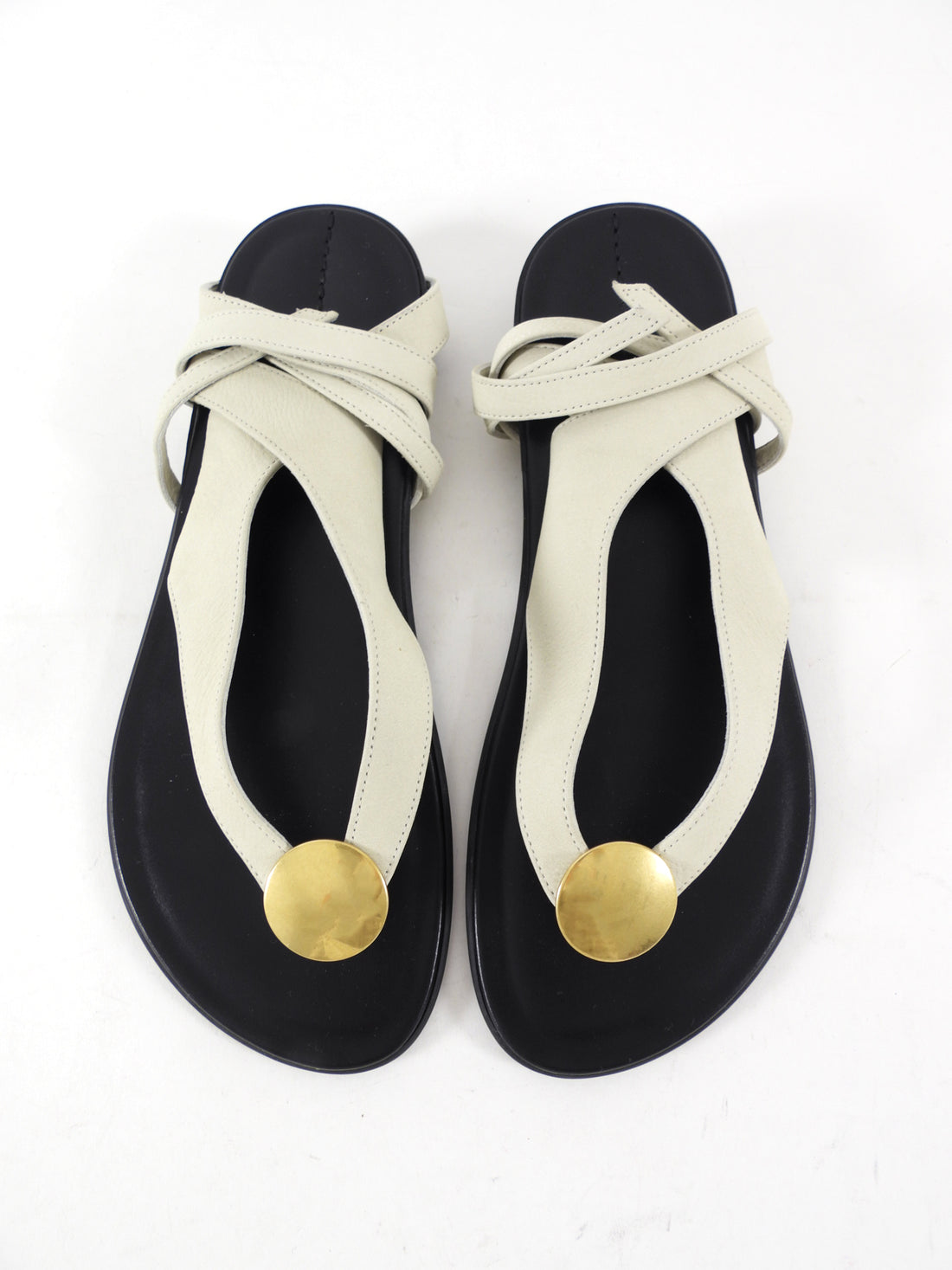The Row Ecru Suede Charm Beach Flat Tie Sandals - 36.5