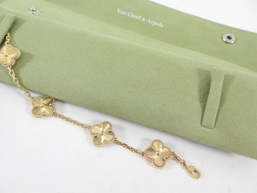 Van Cleef & Arpels 18k Yellow Gold Vintage Alhambra 5 motifs Bracelet