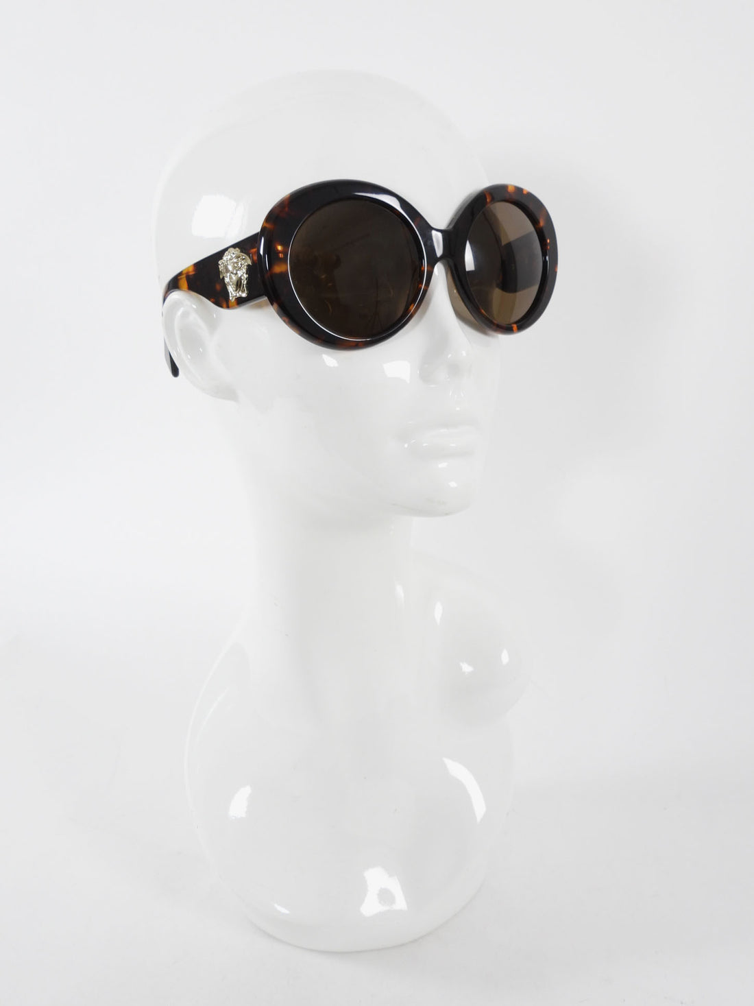 Versace Brown Oversized Round Medusa Tortoise Sunglasses