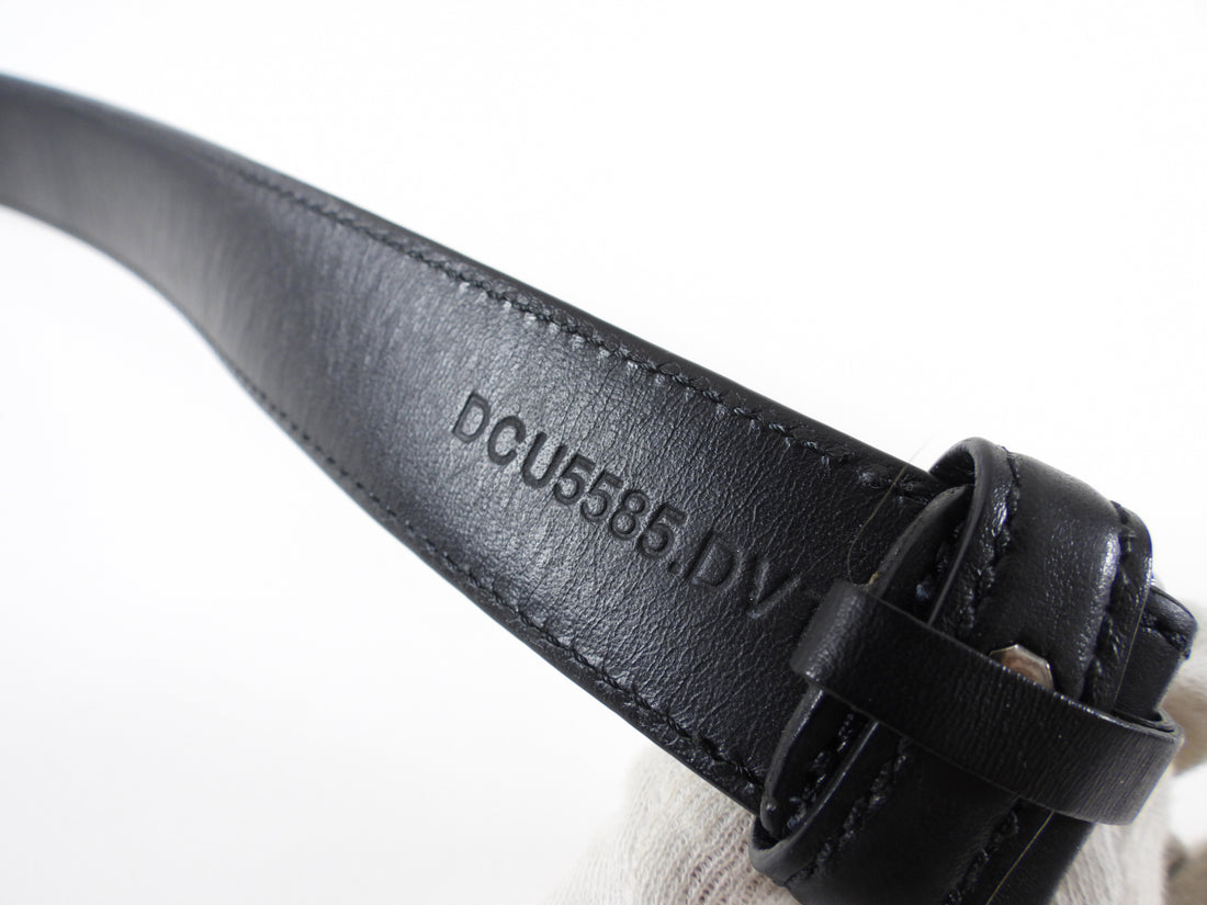 Versace Black Leather Medusa Head Belt - 35-39"