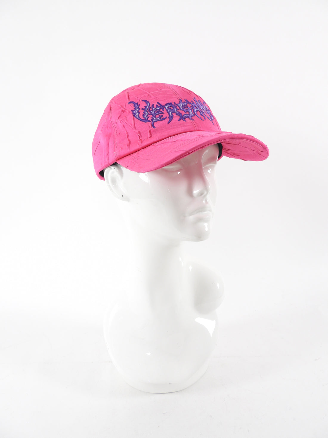 Versace Pink Satin Graffiti Logo Baseball Cap Hat