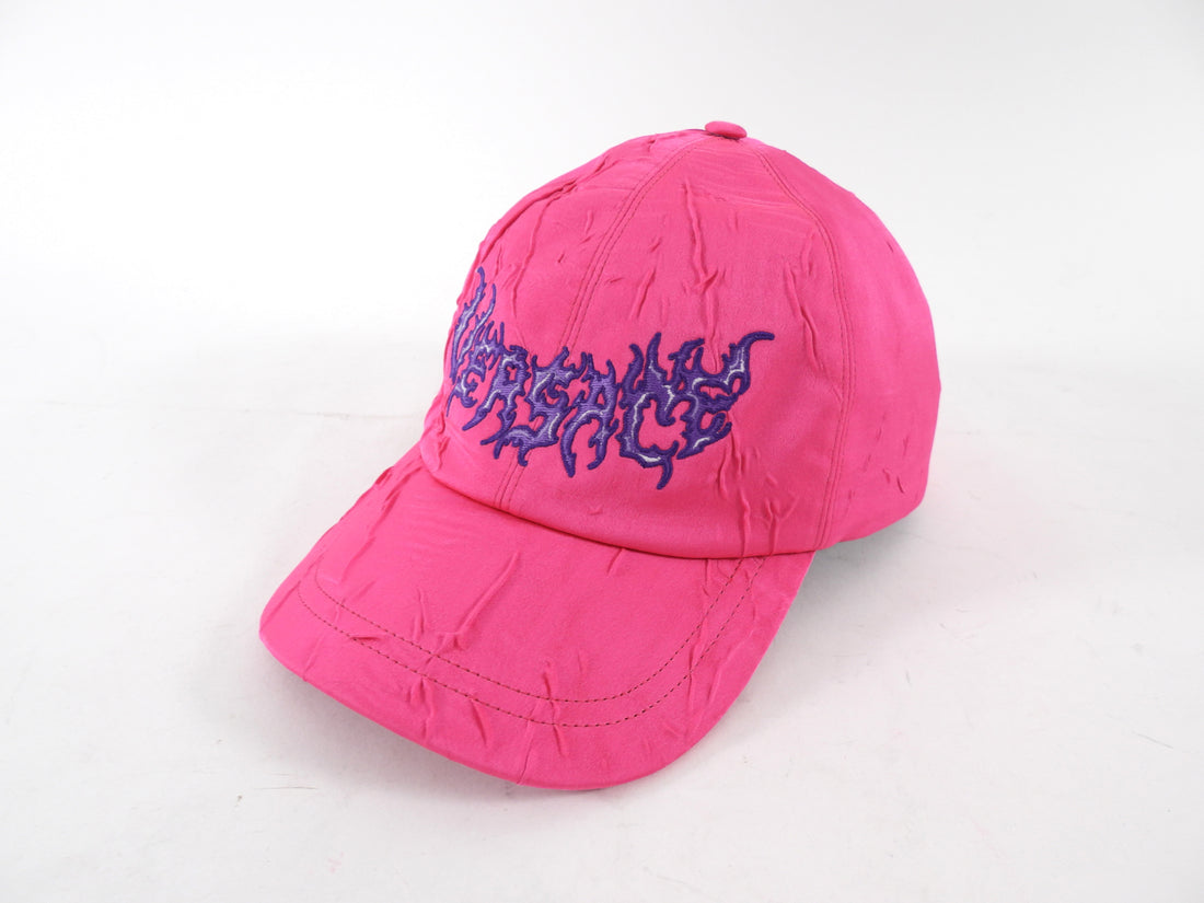 Versace Pink Satin Graffiti Logo Baseball Cap Hat