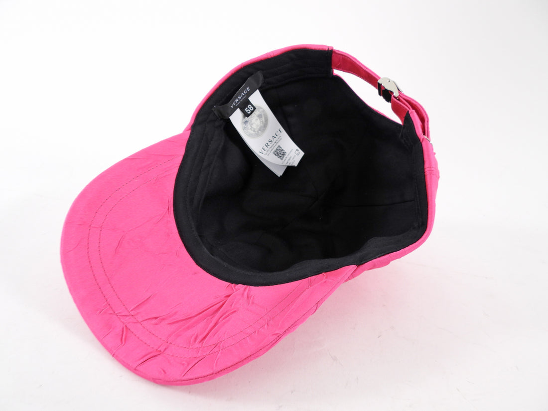 Versace Pink Satin Graffiti Logo Baseball Cap Hat