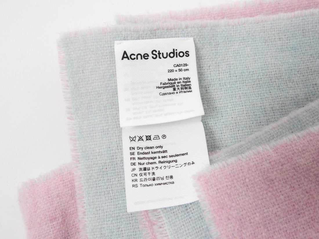 Acne Studios Large Pink and Blue Logo Scarf