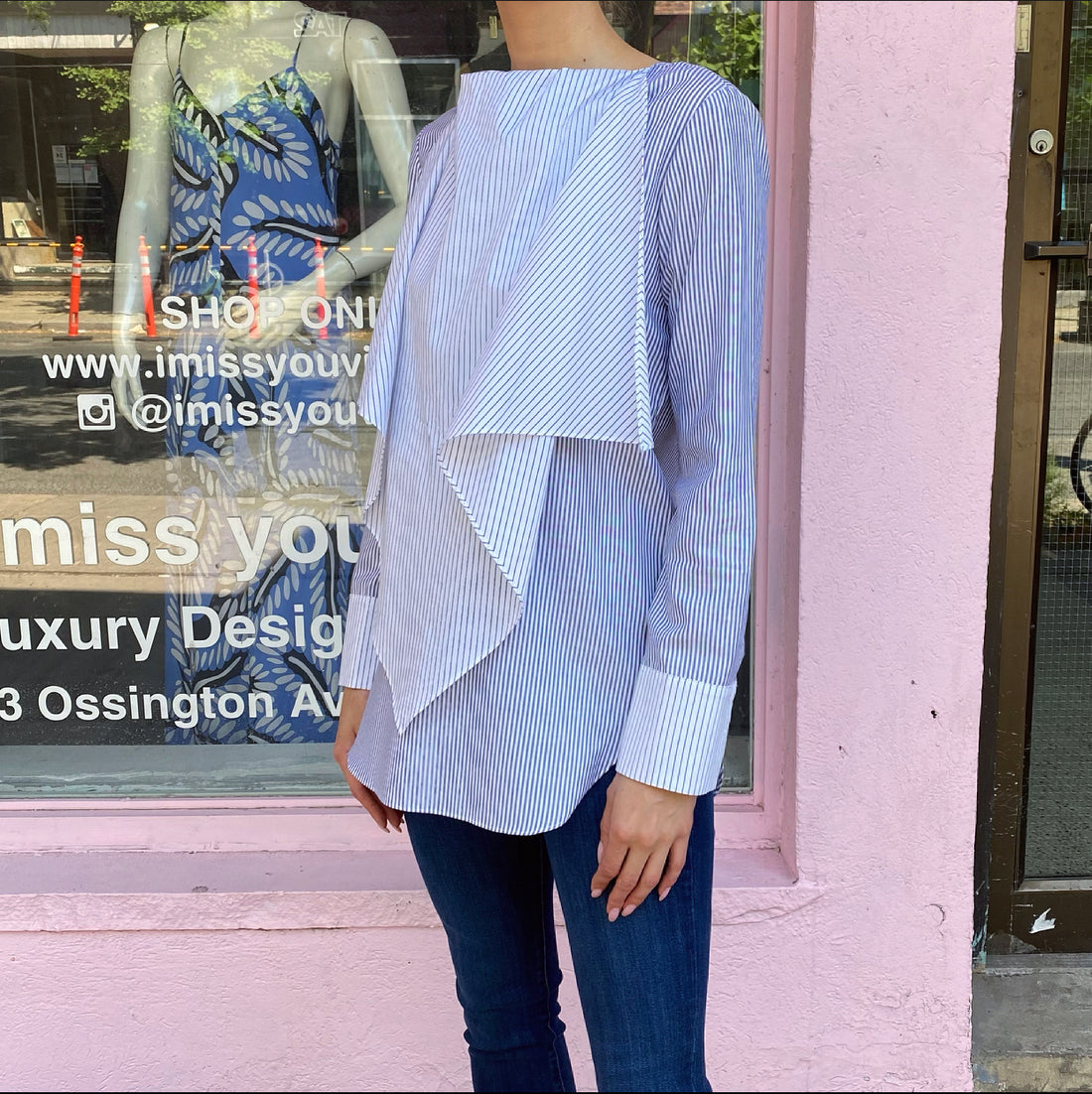 Adam Lippes Stripe Cotton Bib Detail Shirt - 4